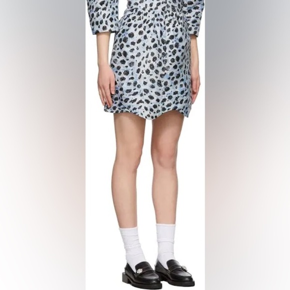 NWT GANNI - Blue & Black Crispy Jacquard Mini Skirt - Picture 2 of 8